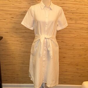 Vineyard Vines Classic White Midi Lined Linen Blend Dress size 10 NWT!